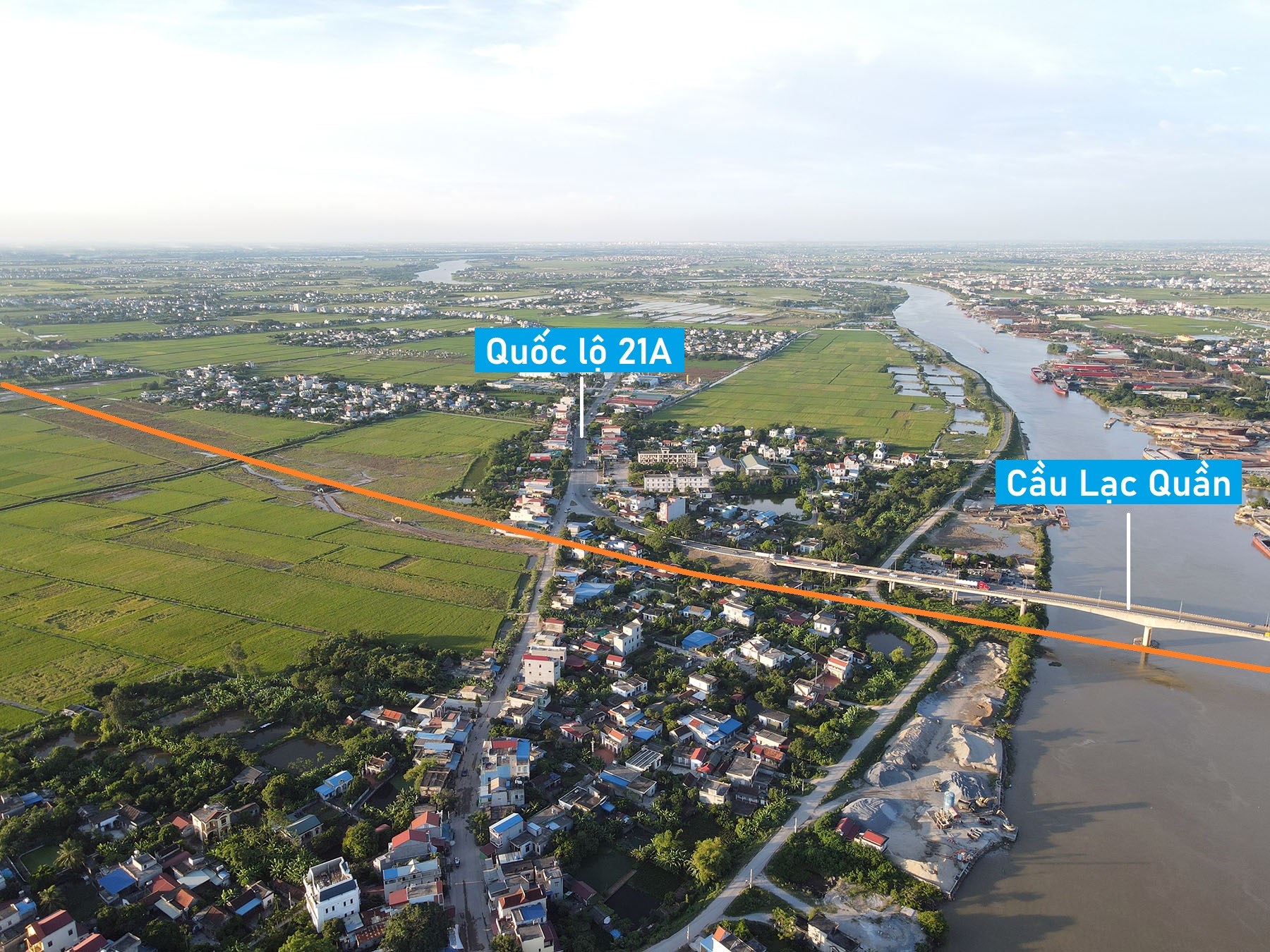 Toàn cảnh vị trí sắp xây cầu vượt sông Ninh Cơ trên đường Nam Định - Lạc Quần - Đường ven biển