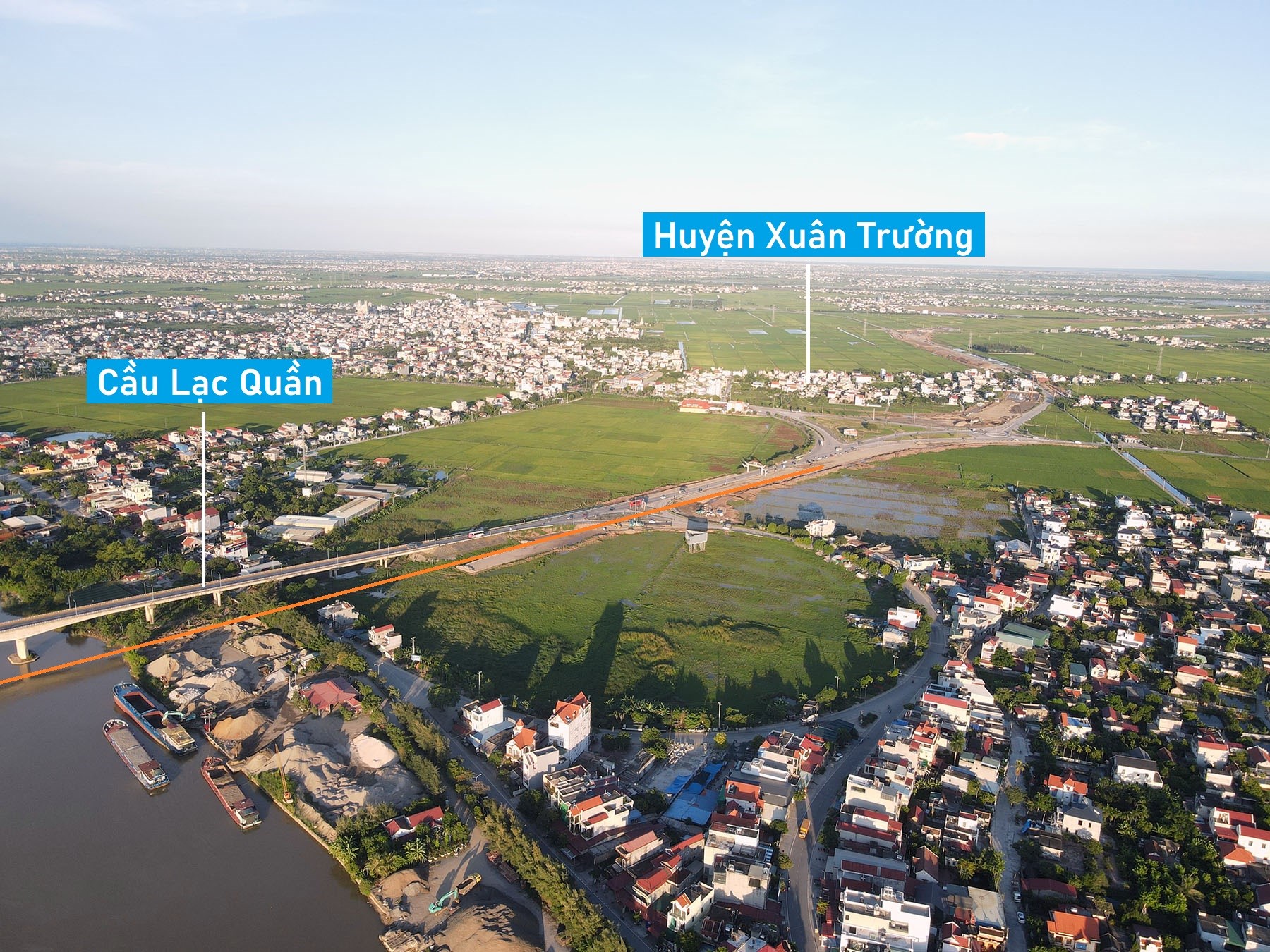 Toàn cảnh vị trí sắp xây cầu vượt sông Ninh Cơ trên đường Nam Định - Lạc Quần - Đường ven biển