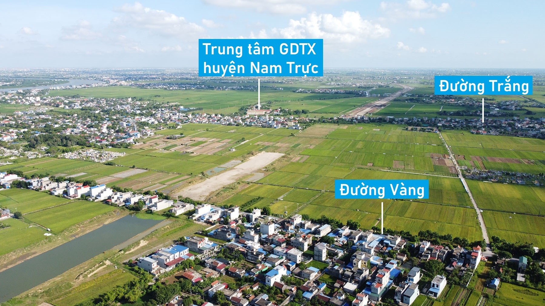 Toàn cảnh đường Nam Định - Lạc Quần - Đường ven biển qua huyện Nam Trực đang xây dựng