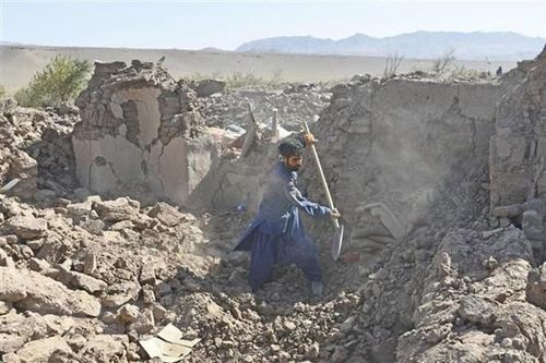 Cảnh đổ nát sau trận động đất tại tỉnh Herat, Afghanistan, ngày 10/10/2023. (Ảnh: Kyodo/TTXVN)