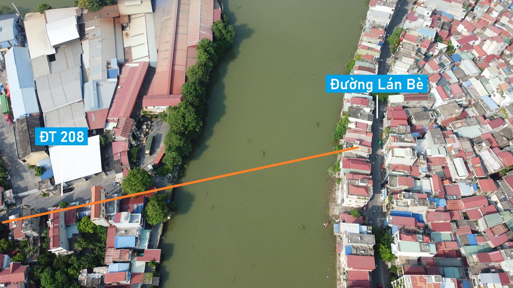 Toàn cảnh vị trí quy hoạch xây cầu vượt sông Tam Bạc nối An Dương - Lê Chân, TP Hải Phòng