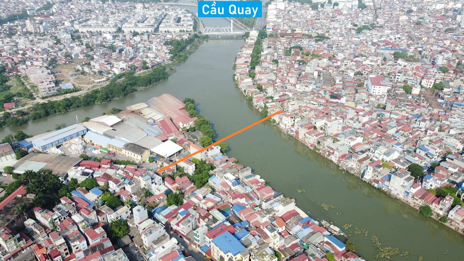Toàn cảnh vị trí quy hoạch xây cầu vượt sông Tam Bạc nối An Dương - Lê Chân, TP Hải Phòng