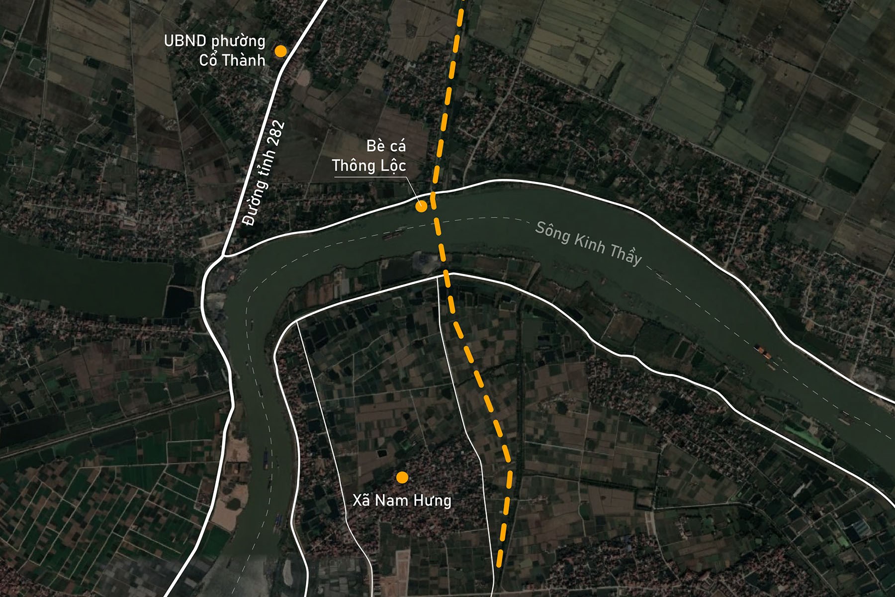 Toàn cảnh vị trí quy hoạch xây cầu vượt sông Kinh Thầy nối TP Chí Linh với huyện Nam Sách, Hải Dương