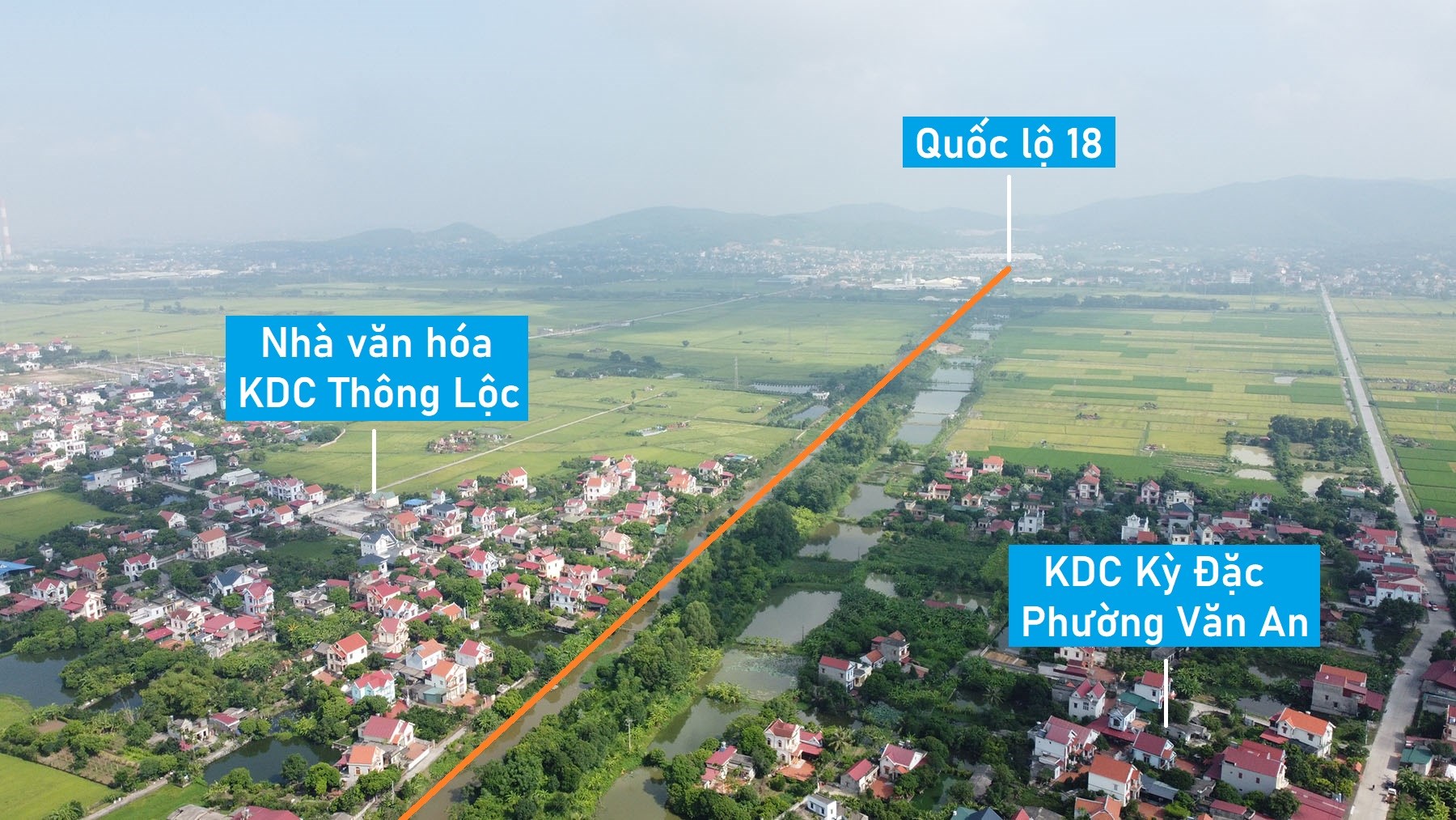 Toàn cảnh vị trí quy hoạch xây cầu vượt sông Kinh Thầy nối TP Chí Linh với huyện Nam Sách, Hải Dương
