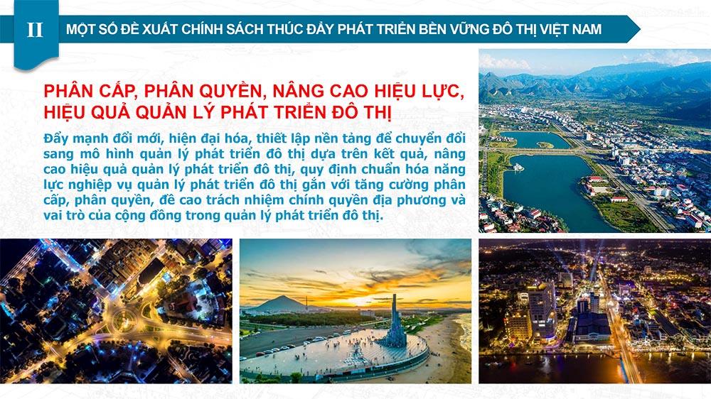 Các chính sách thúc đẩy quản lý phát triển bền vững đô thị Việt Nam