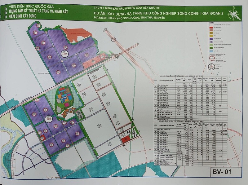 Bản đồ sử dụng đất của Dự án đầu tư xây dựng và kinh doanh kết cấu hạ tầng khu công nghiệp Sông Công II giai đoạn 2, tỉnh Thái Nguyên.