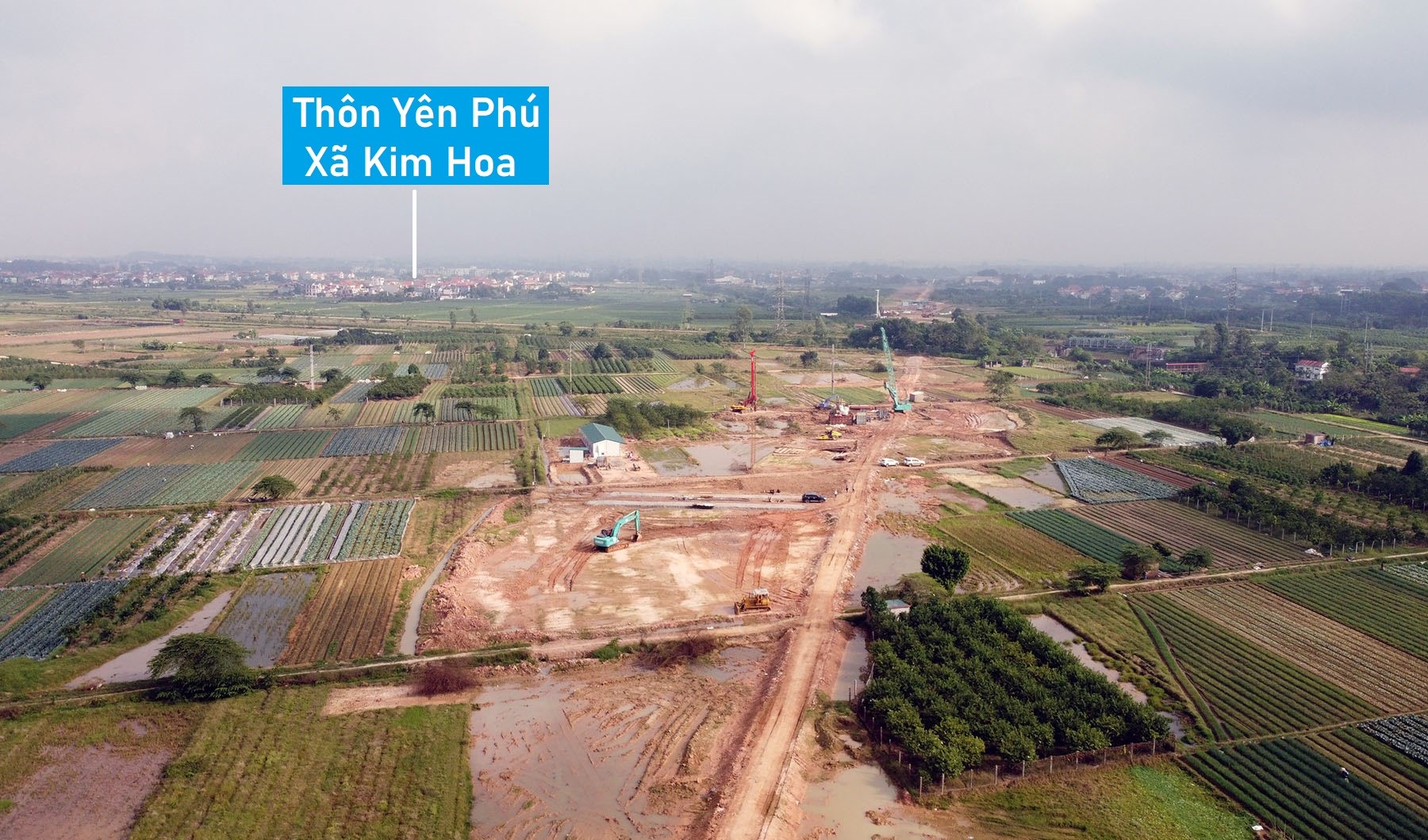 Hình ảnh vành đai 4 qua huyện Mê Linh, Hà Nội đang xây dựng