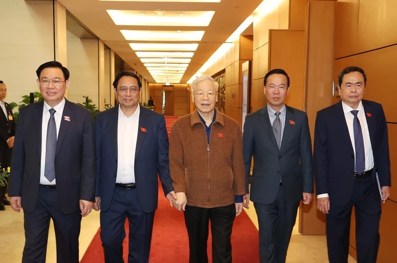 [Ảnh] Tổng Bí thư Nguyễn Phú Trọng đến dự phiên thảo luận của Quốc hội ảnh 3