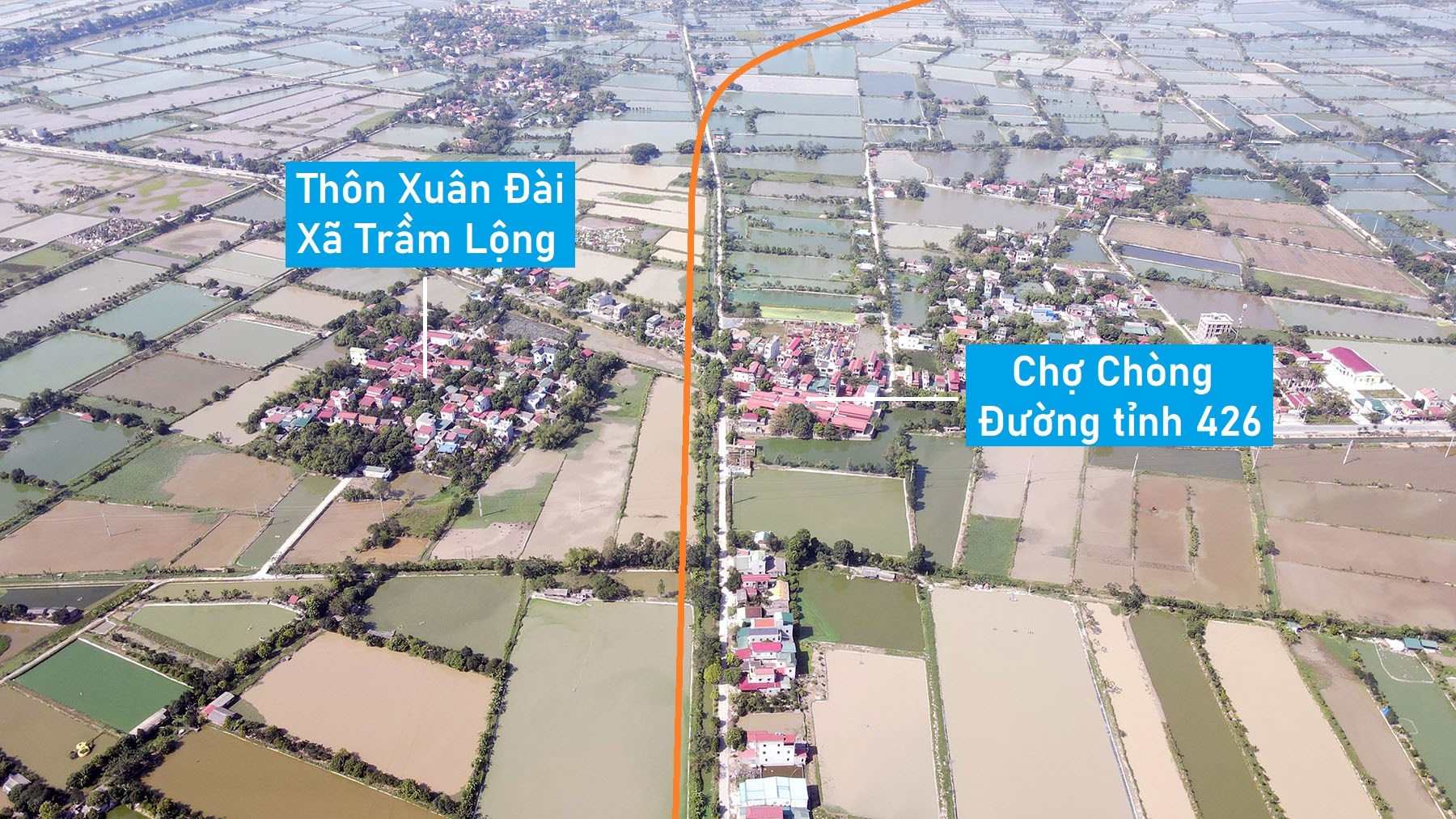 Toàn cảnh đường trục phía nam rộng 40 m đang xây dựng qua huyện Ứng Hòa, Hà Nội