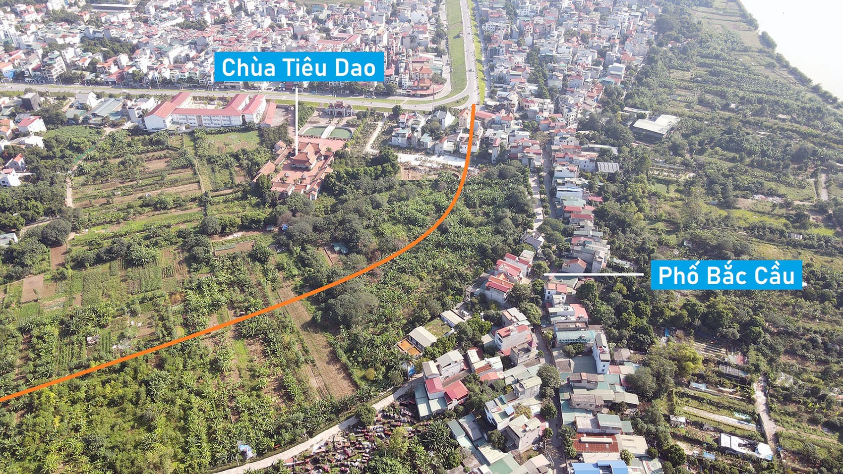 Toàn cảnh vị trí quy hoạch xây cầu Bắc Cầu nối Đông Anh - Long Biên, Hà Nội
