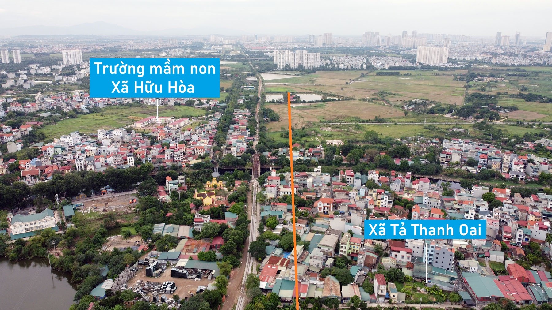 Toàn cảnh vị trí quy hoạch cầu vượt sông Nhuệ trên vành đai 3,5 qua huyện Thanh Trì, Hà Nội