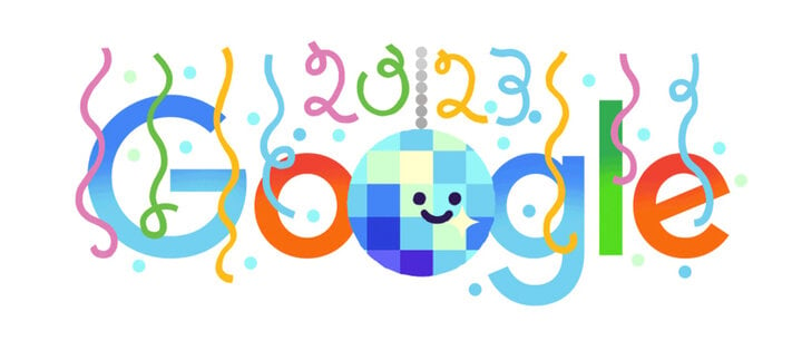 Google Doodle đổi biểu tượng chào đón giao thừa.