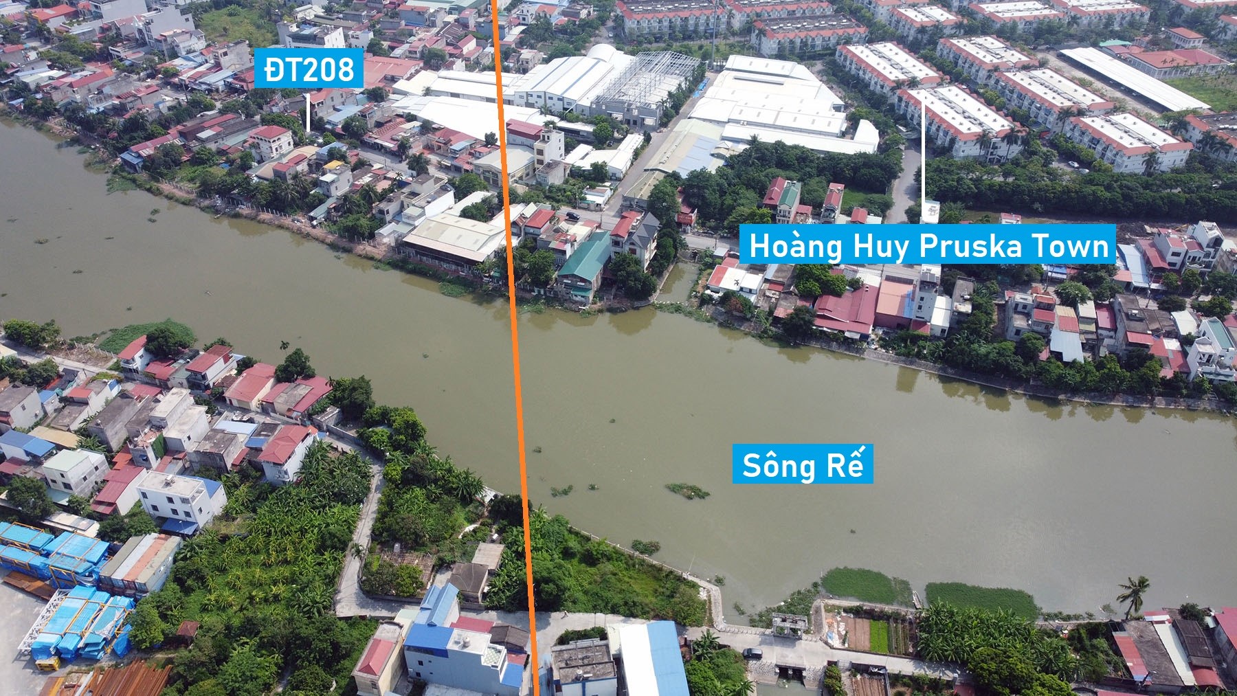 Toàn cảnh vị trí dự kiến quy hoạch cầu vượt sông Rế nối An Dương - Hồng Bàng, TP Hải Phòng
