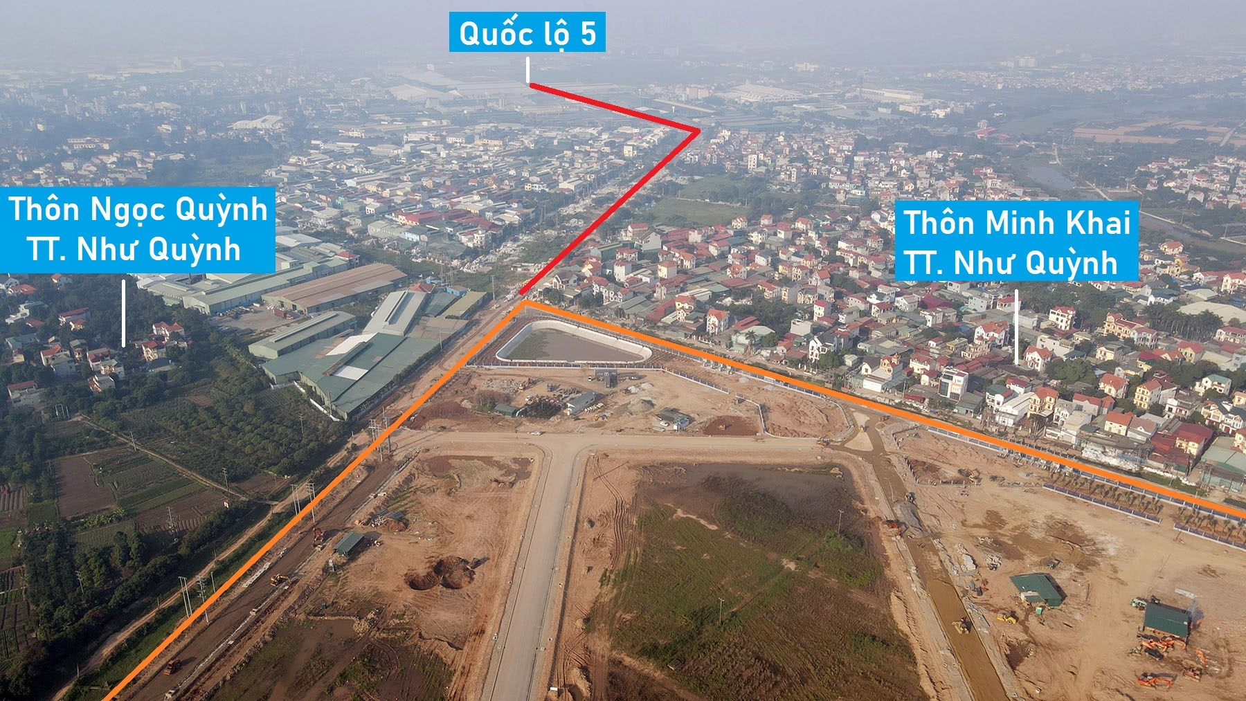Toàn cảnh cụm công nghiệp Lạc Đạo, Minh Khai đang xây dựng ở Hưng Yên