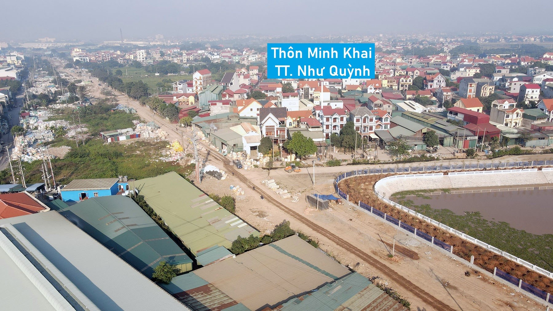 Toàn cảnh cụm công nghiệp Lạc Đạo, Minh Khai đang xây dựng ở Hưng Yên