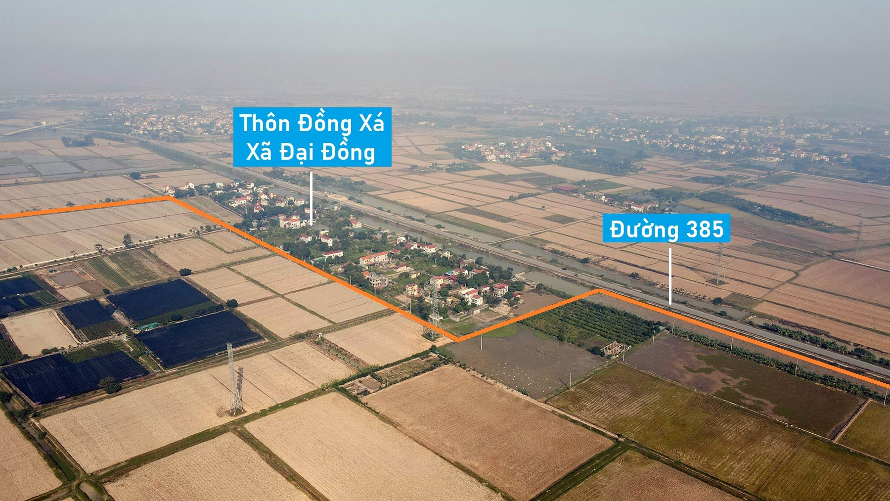 Toàn cảnh vị trí dự kiến quy hoạch CCN Phan Đình Phùng 140 ha ở Mỹ Hào, Hưng Yên