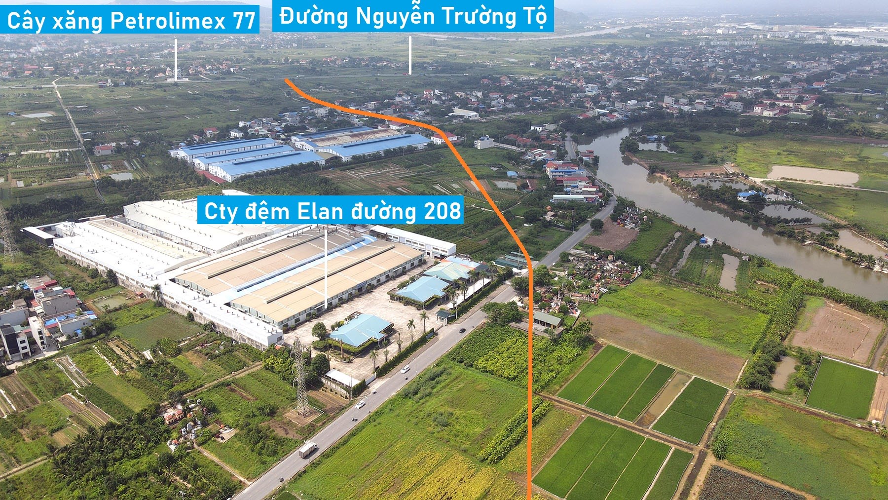 Toàn cảnh vị trí dự kiến quy hoạch cầu vượt sông Rế nối đường 208 với quốc lộ 5, huyện An Dương, TP Hải Phòng