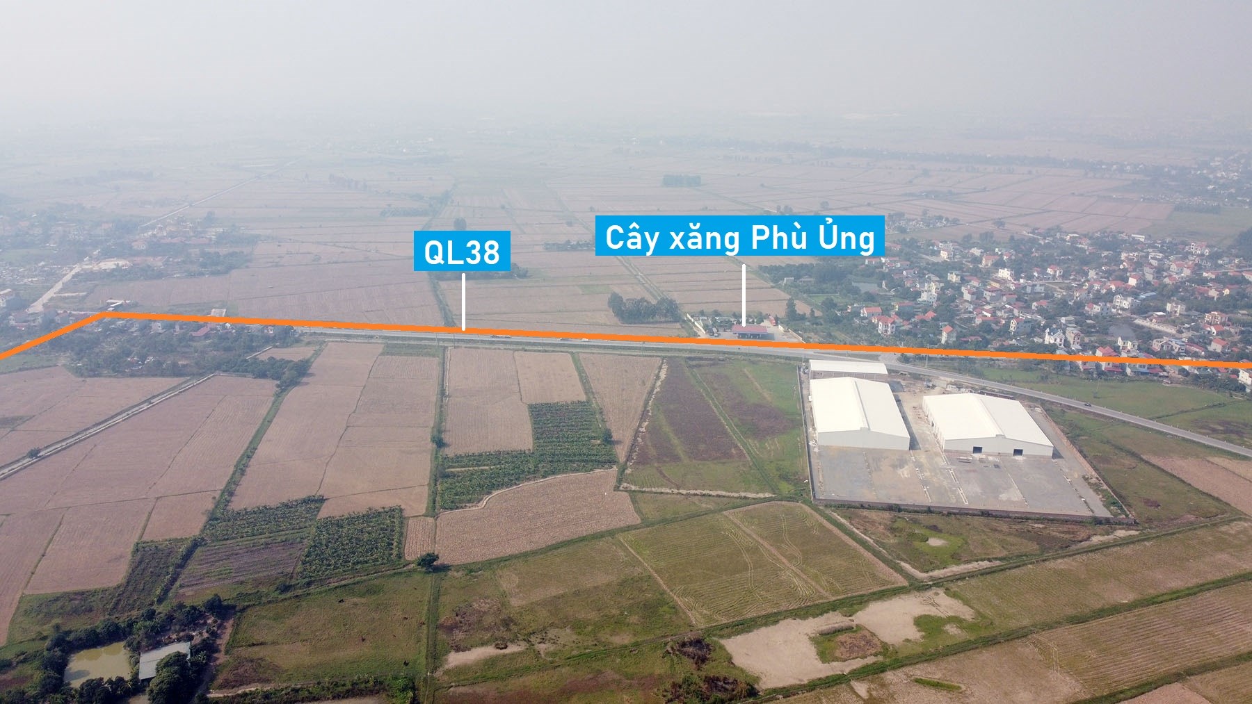 Toàn cảnh CCN Phù Ủng đang xây dựng ở huyện Ân Thi, Hưng Yên