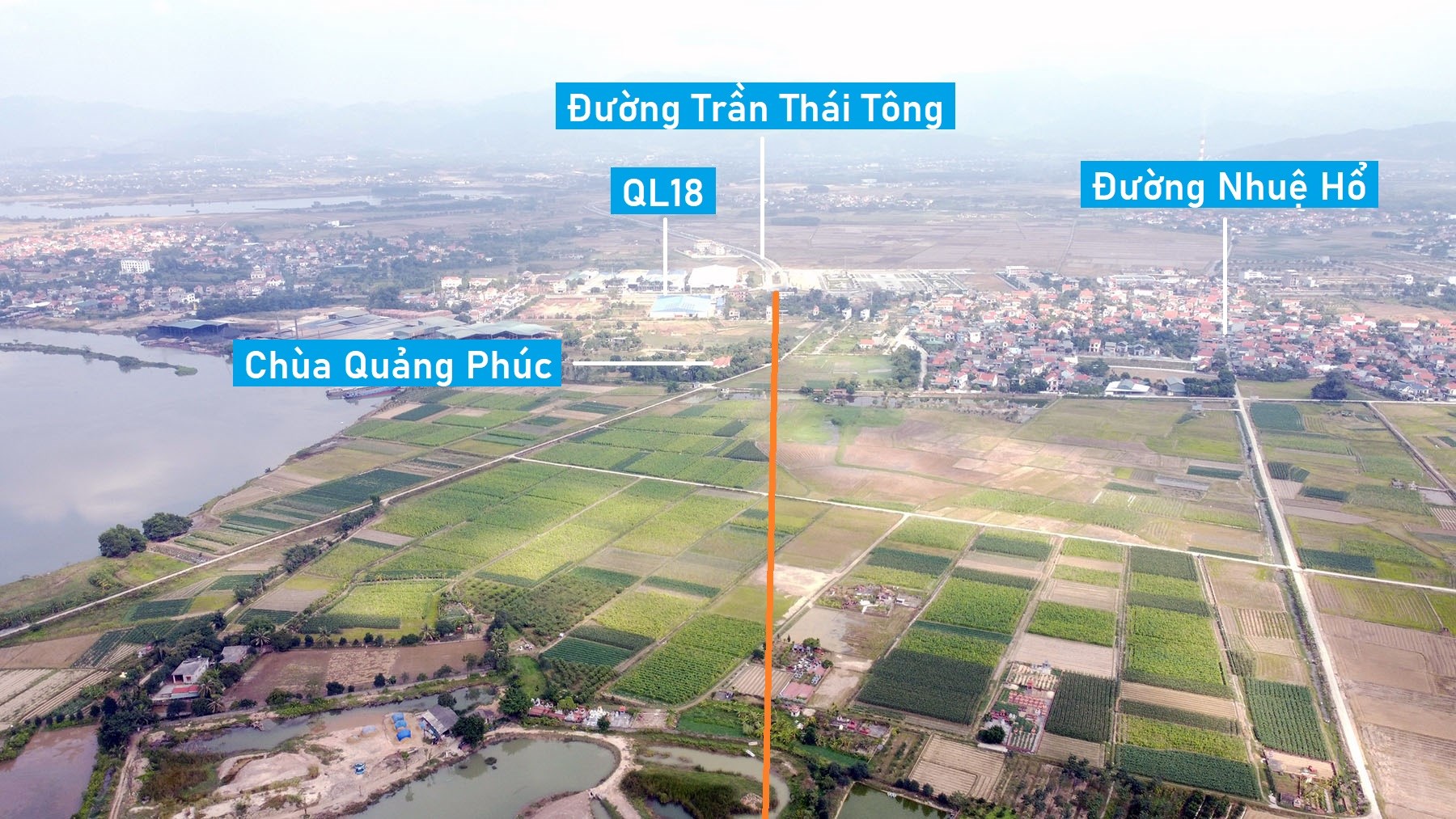 Toàn cảnh vị trí dự kiến quy hoạch cầu vượt sông Đá Vách nối Hải Dương - Quảng Ninh