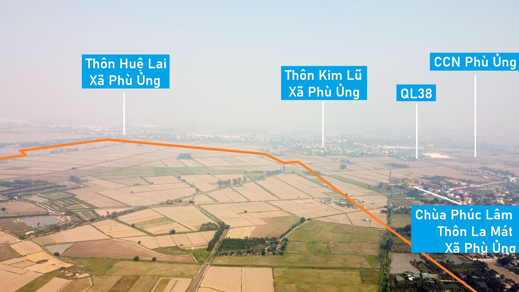 Toàn cảnh vị trí dự kiến quy hoạch KCN Bãi Sậy rộng 300 ha ở huyện Ân Thi, Hưng Yên