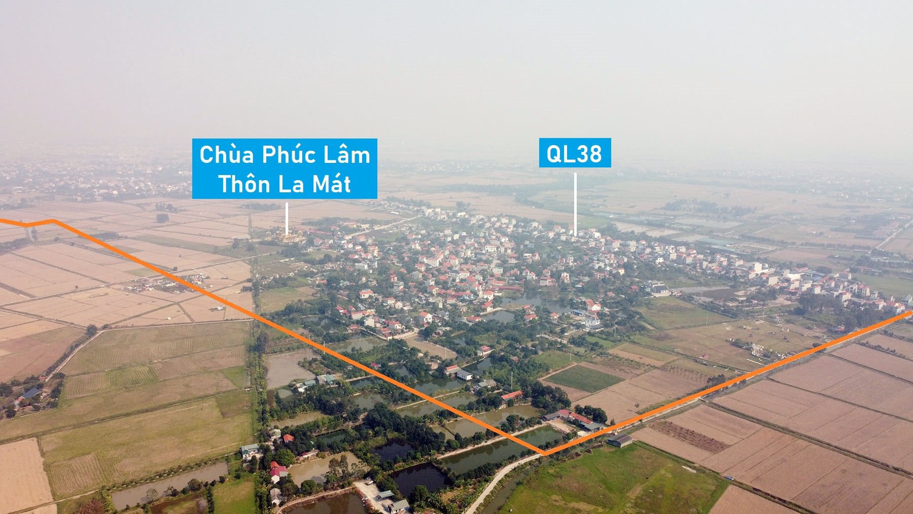 Toàn cảnh vị trí dự kiến quy hoạch KCN Bãi Sậy rộng 300 ha ở huyện Ân Thi, Hưng Yên