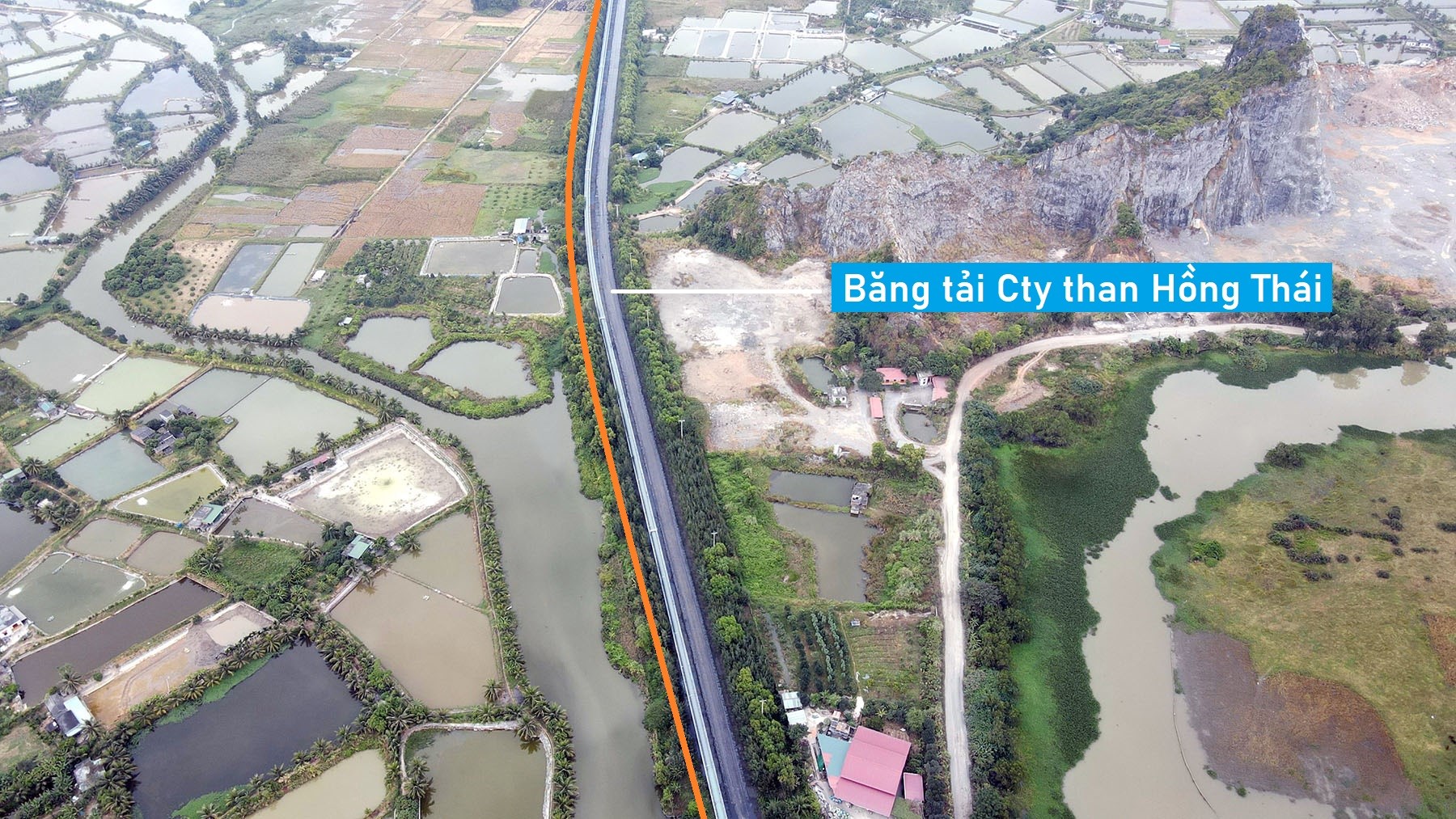 Toàn cảnh vị trí dự kiến quy hoạch cầu vượt sông Đá Bạc nối Đông Triều, Quảng Ninh với Thủy Nguyên, Hải Phòng