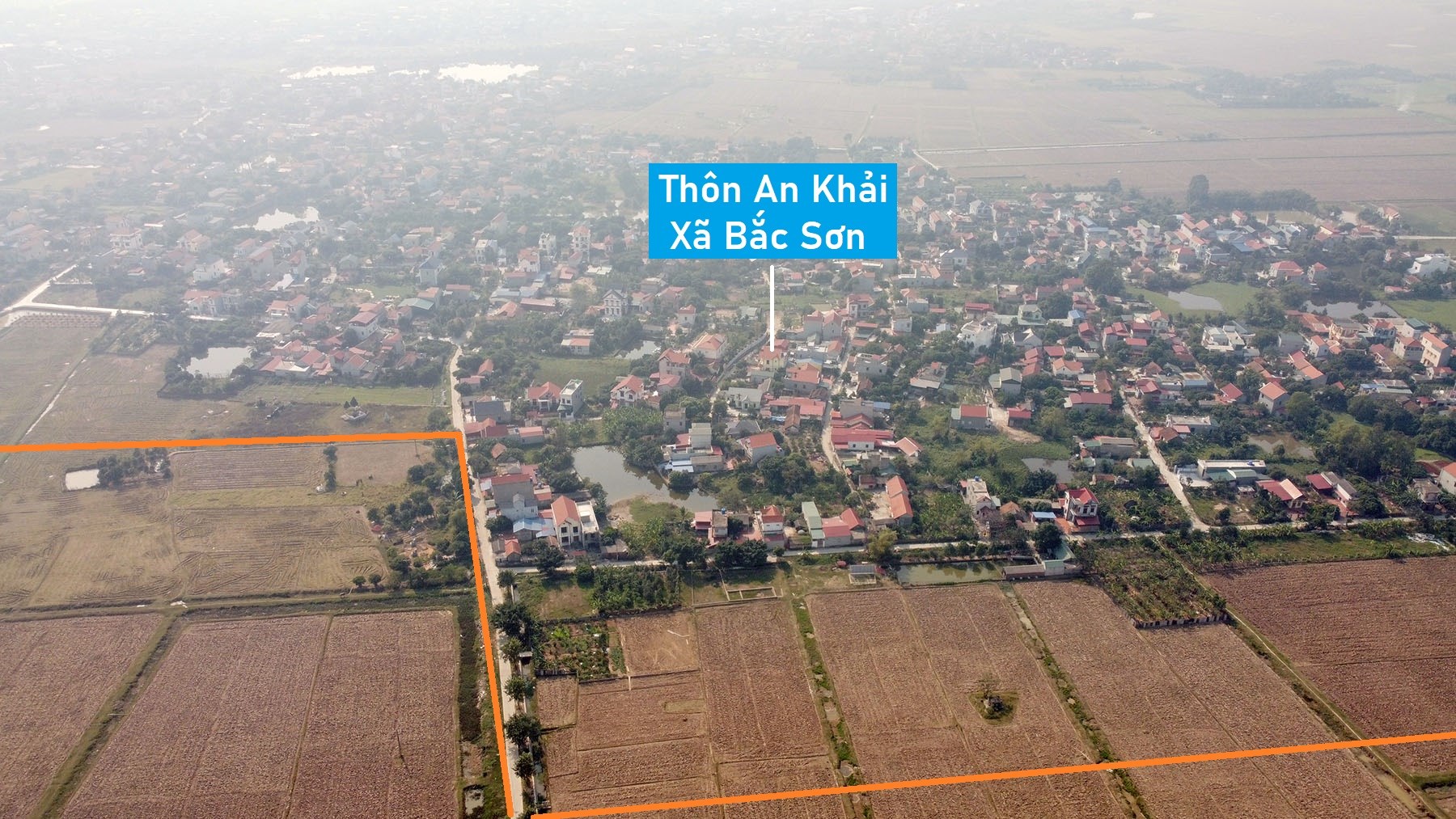 Toàn cảnh vị trí dự kiến quy hoạch CCN Bắc Sơn khoảng 140 ha ở Ân Thi, Hưng Yên