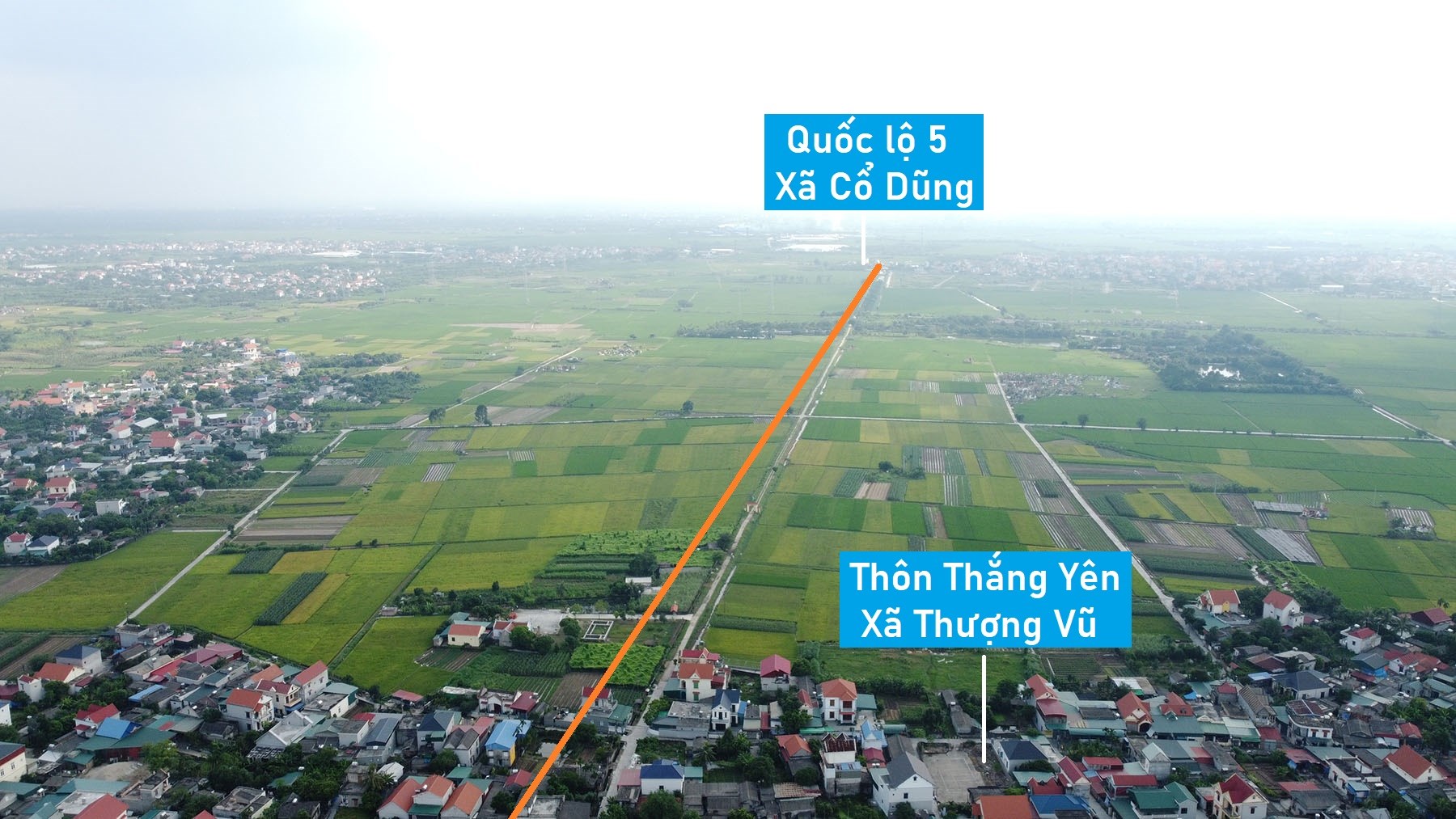Toàn cảnh vị trí dự kiến quy hoạch cầu vượt sông Kinh Môn nối TX Kinh Môn - huyện Kim Thành, Hải Dương