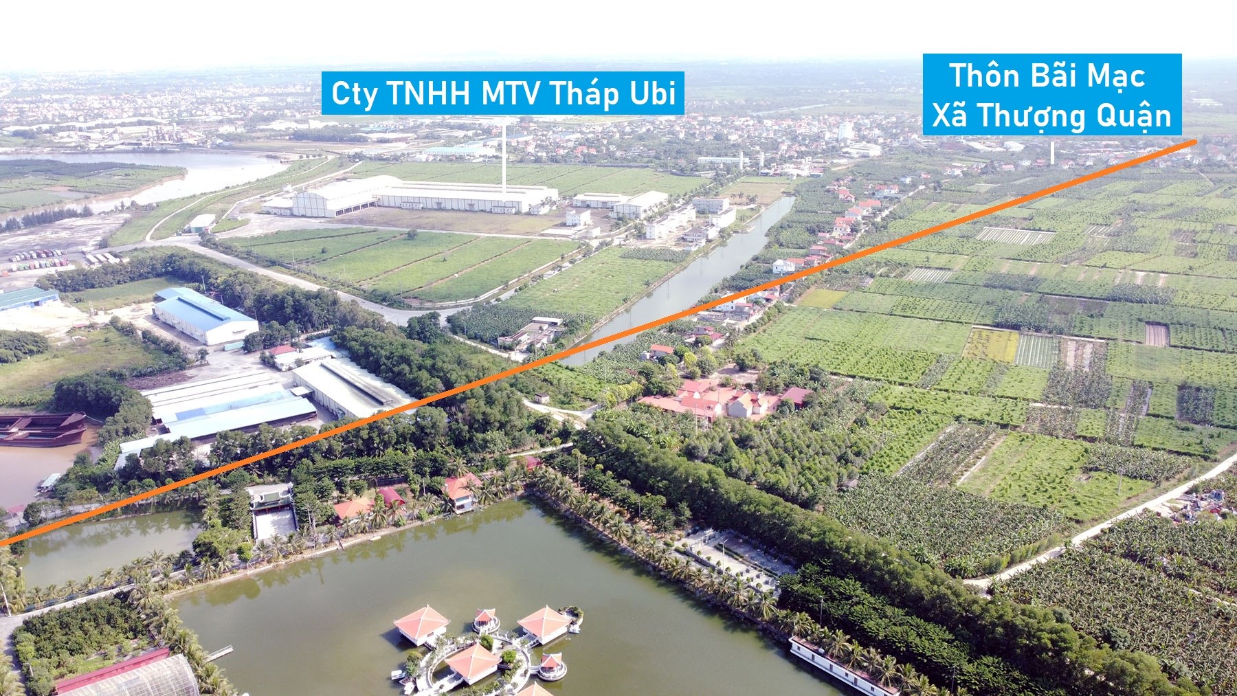 Toàn cảnh vị trí dự kiến quy hoạch cầu vượt sông Kinh Môn nối QL5-ĐT389B, thị xã Kinh Môn, Hải Dương