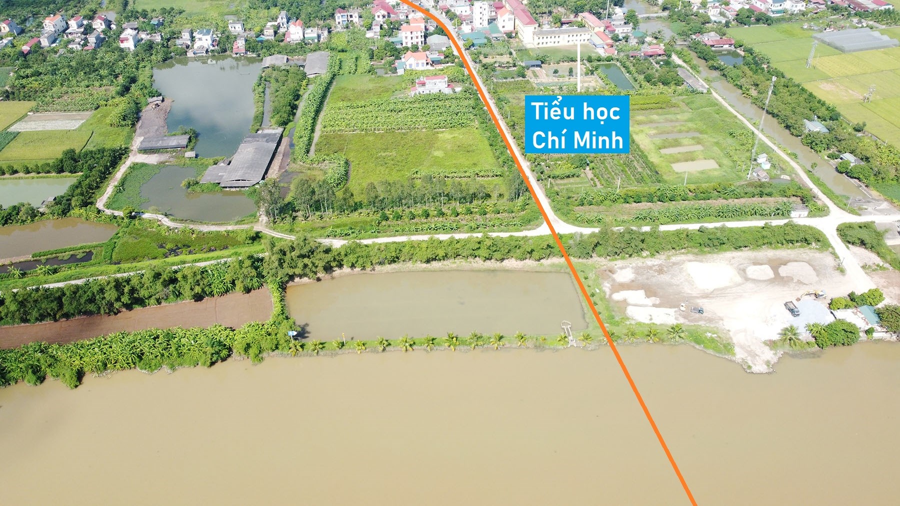 Toàn cảnh vị trí quy hoạch xây cầu vượt sông Thái Bình nối Thanh Hà - Tứ Kỳ, Hải Dương gần bến đò Bầu