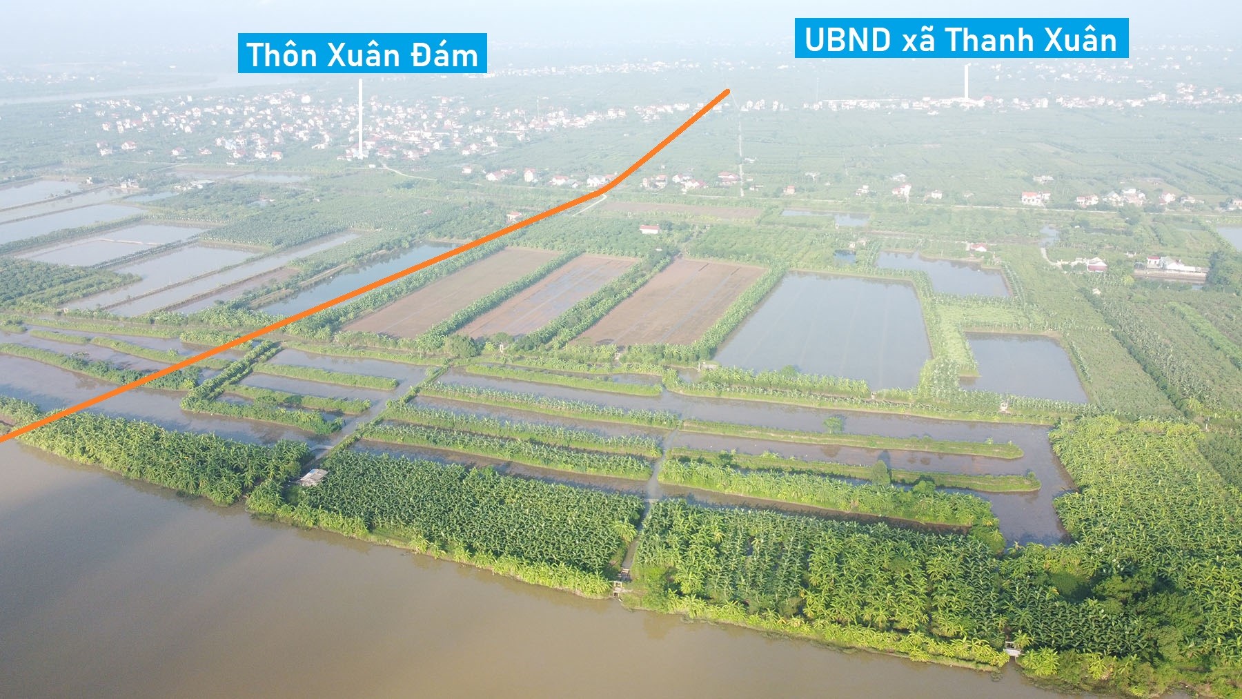 Toàn cảnh vị trí dự kiến quy hoạch cầu vượt sộng Rạng nối Thanh Hà - Kim Thành, Hải Dương