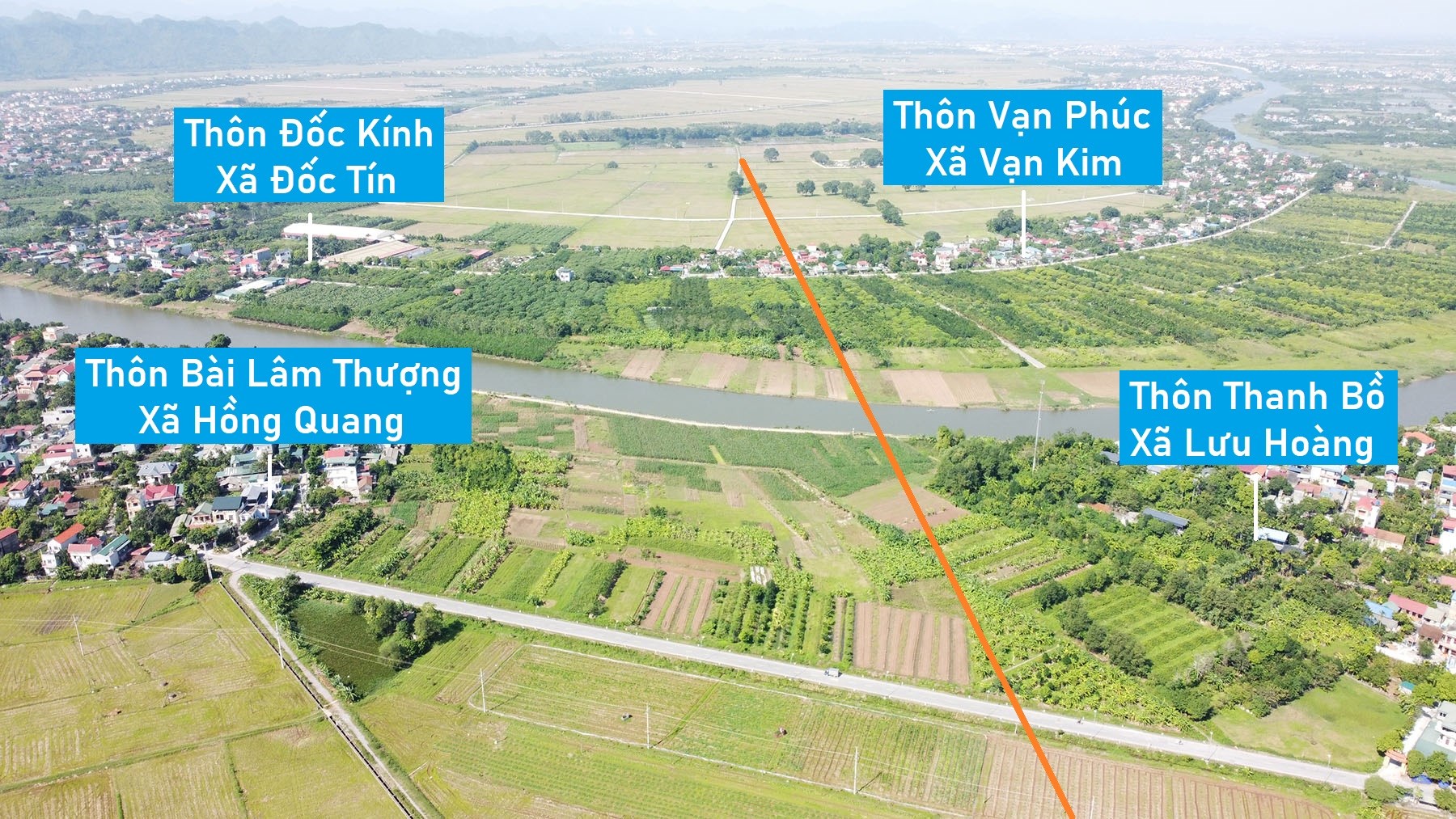 Toàn cảnh vị trí quy hoạch cầu vượt sông Đáy nối huyện Ứng Hòa - Mỹ Đức, Hà Nội