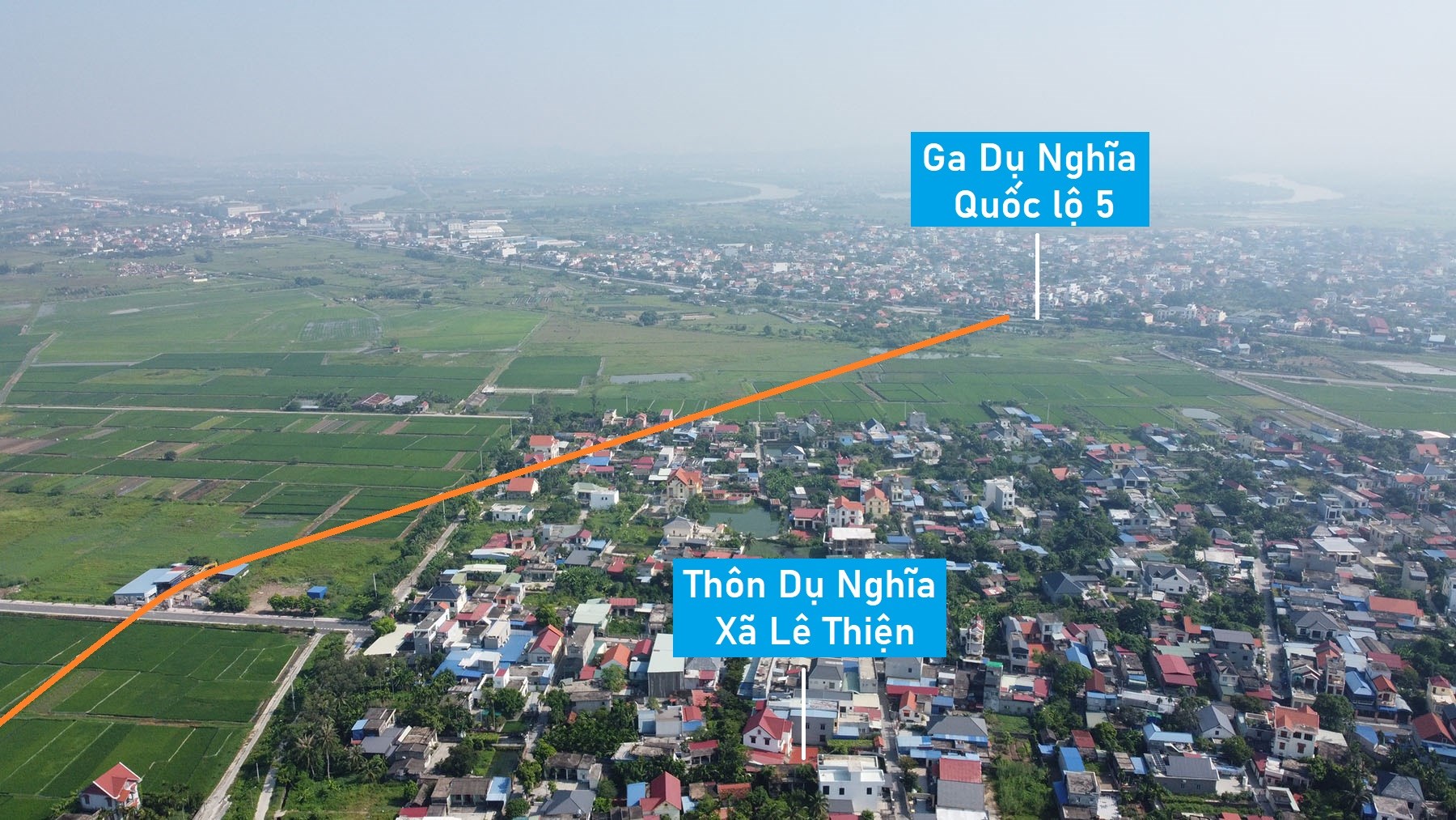 Toàn cảnh vị trí dự kiến quy hoạch cầu vượt sông Dầu nối xã Lê Thiện - An Hòa, An Dương, Hải Phòng