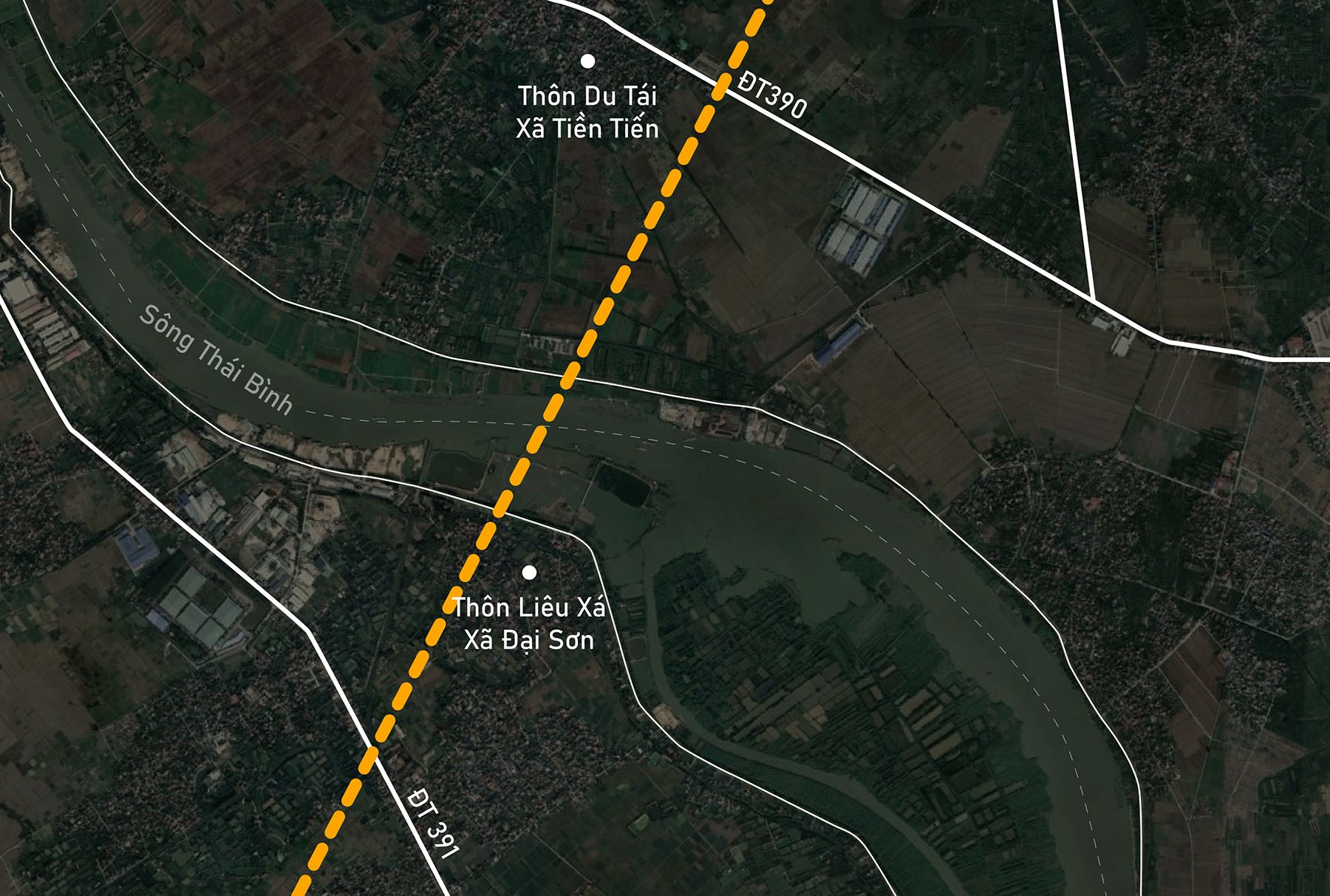 Vị trí dự kiến quy hoạch cầu vượt sông Thái Bình trên tuyến Vành đai 5 Vùng Thủ đô qua tỉnh Hải Dương