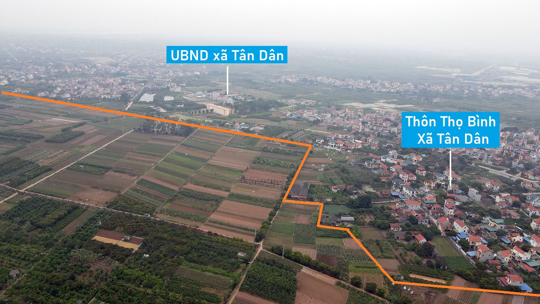 Toàn cảnh vị trí dự kiến quy hoạch KCN Khoái Châu 160 ha ở Hưng Yên