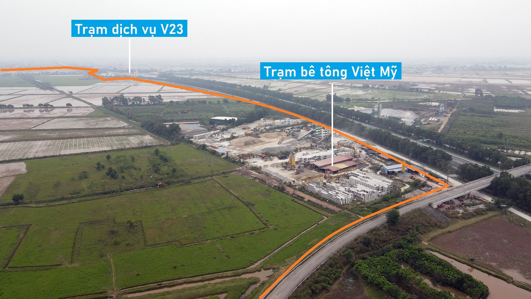 Toàn cảnh vị trí quy hoạch KCN số 1 rộng 264 ha ở Hưng Yên cạnh cao tốc Hà Nội - Hải Phòng