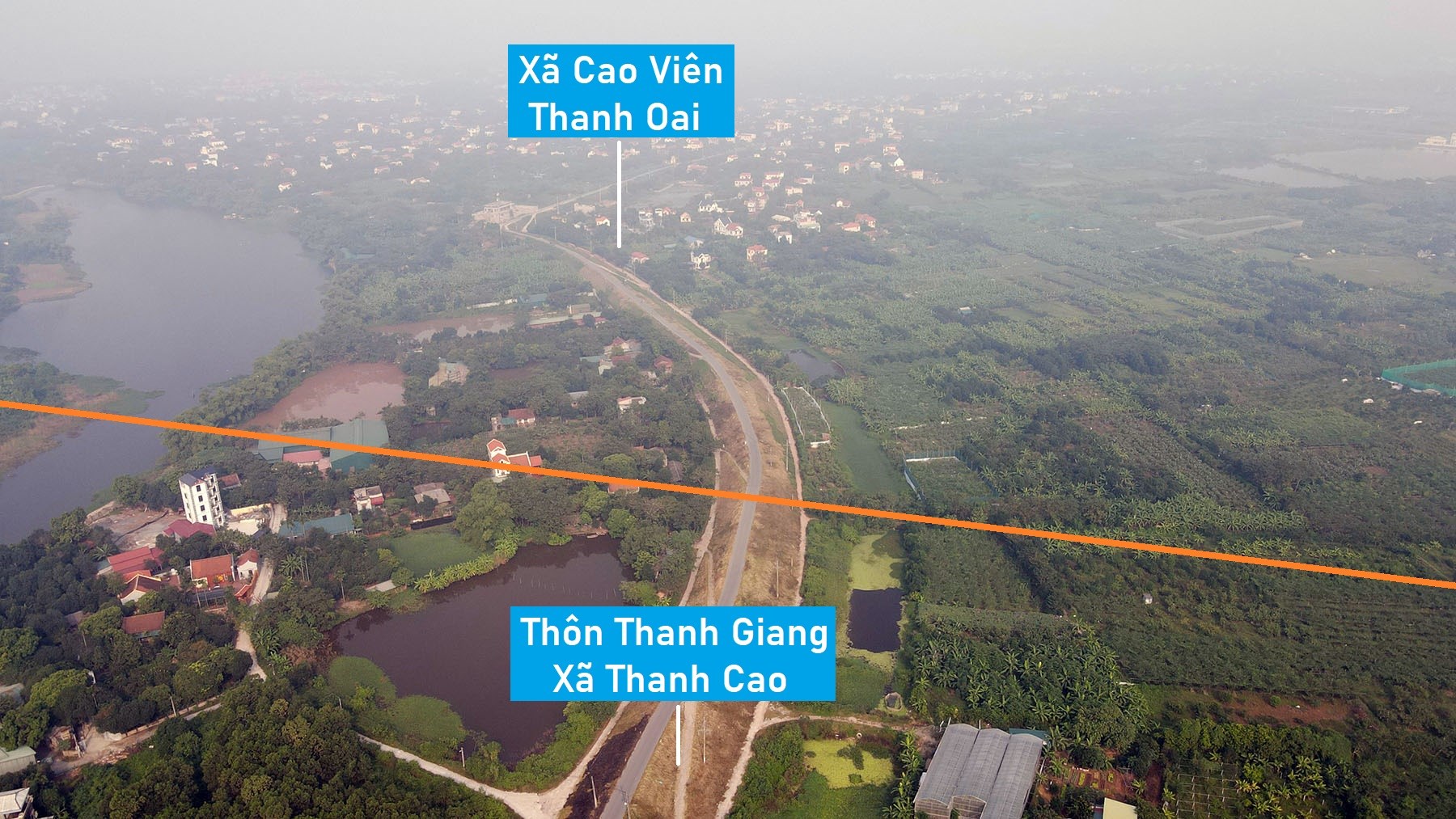 Toàn cảnh vị trí quy hoạch cầu vượt sông Đáy nối huyện Chương Mỹ - Thanh Oai, Hà Nội