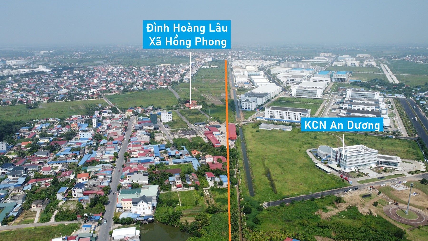 Toàn cảnh vị trí dự kiến quy hoạch cầu vượt sông Rế nối QL10 với KCN An Dương, Hải Phòng