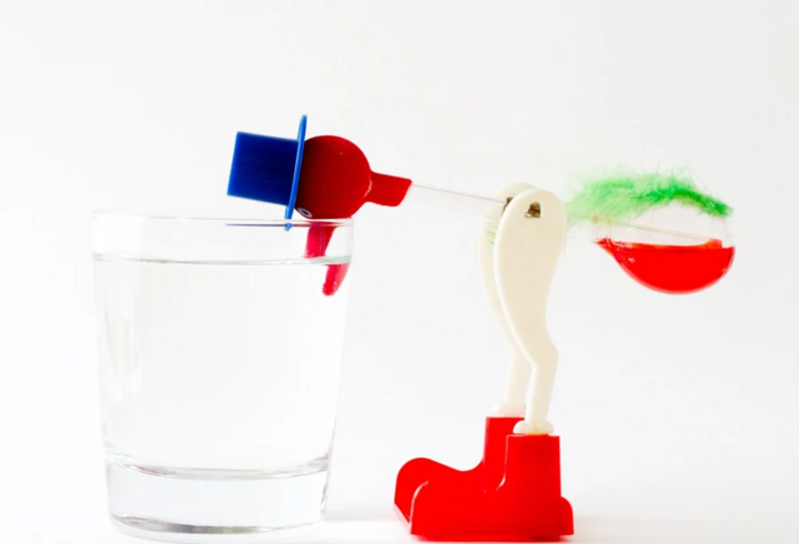 Đồ chơi khoa học cổ điển &quot;Con chim tự uống nước&quot; dựa trên nguyên lý nhiệt động lực học đơn giản. (Ảnh: SCMP)