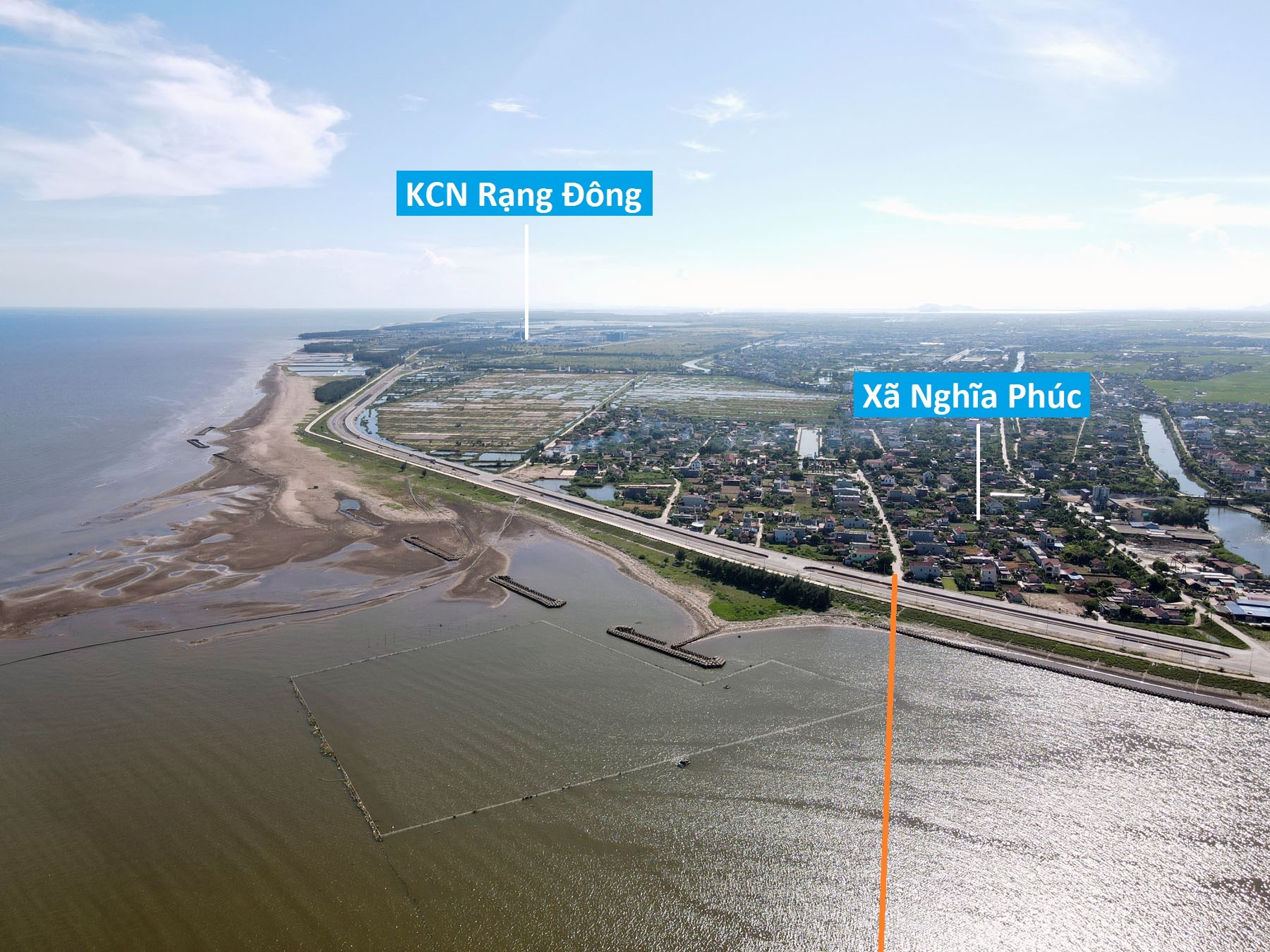Toàn cảnh vị trí dự kiến quy hoạch cầu vượt sông Ninh Cơ nối sang bán đảo Thịnh Long, Nam Định