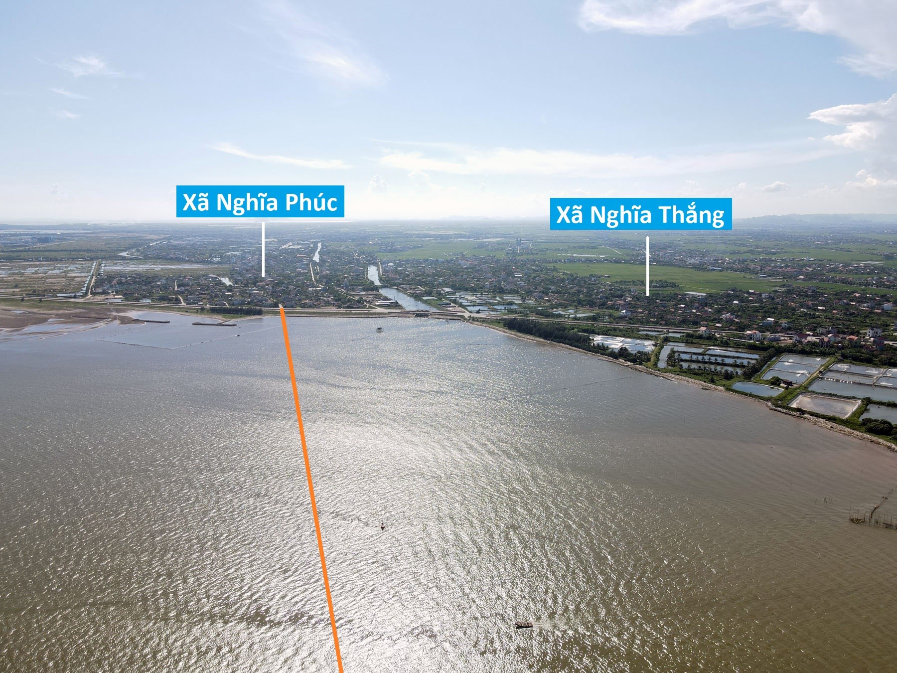 Toàn cảnh vị trí dự kiến quy hoạch cầu vượt sông Ninh Cơ nối sang bán đảo Thịnh Long, Nam Định