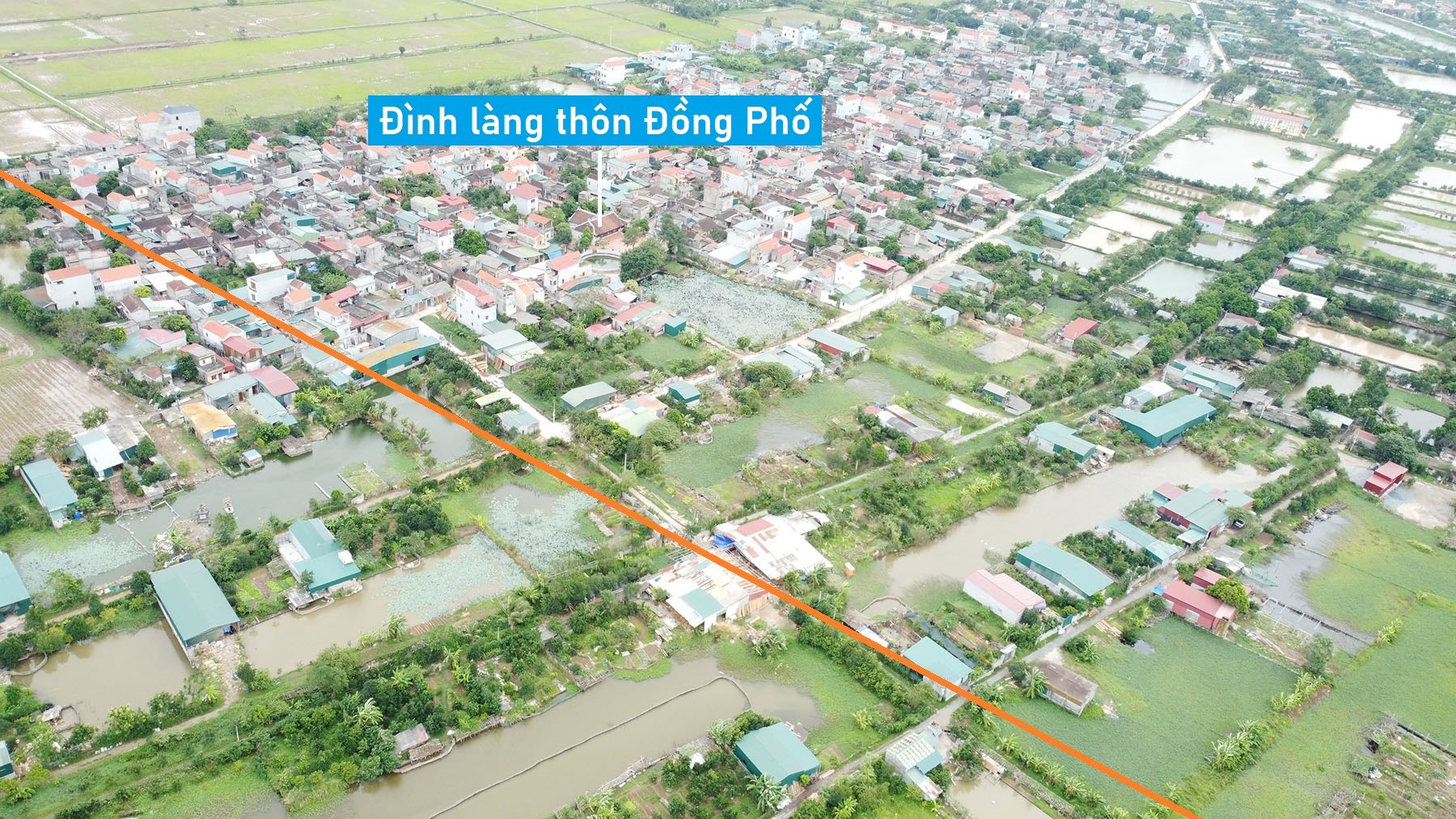 Toàn cảnh vị trí quy hoạch cầu vượt sông Nhuệ trên đường Đỗ Xá - Quan Sơn qua huyện Phú Xuyên, Hà Nội