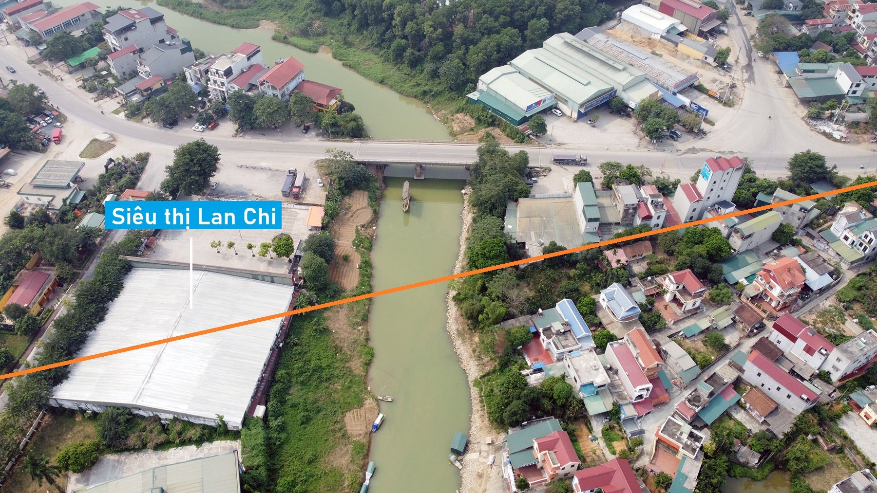 Toàn cảnh vị trí quy hoạch cầu vượt sông Bùi nối TT Xuân Mai với xã Thủy Xuân Tiên, Chương Mỹ, Hà Nội