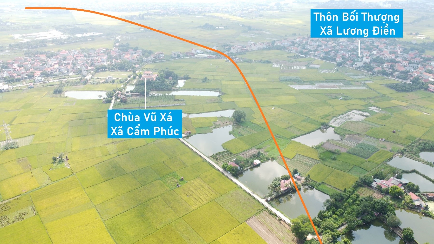 Toàn cảnh vị trí dự kiến quy hoạch cầu vượt sông Ghẽ nối QL5-DT388, Cẩm Giàng, Hải Dương