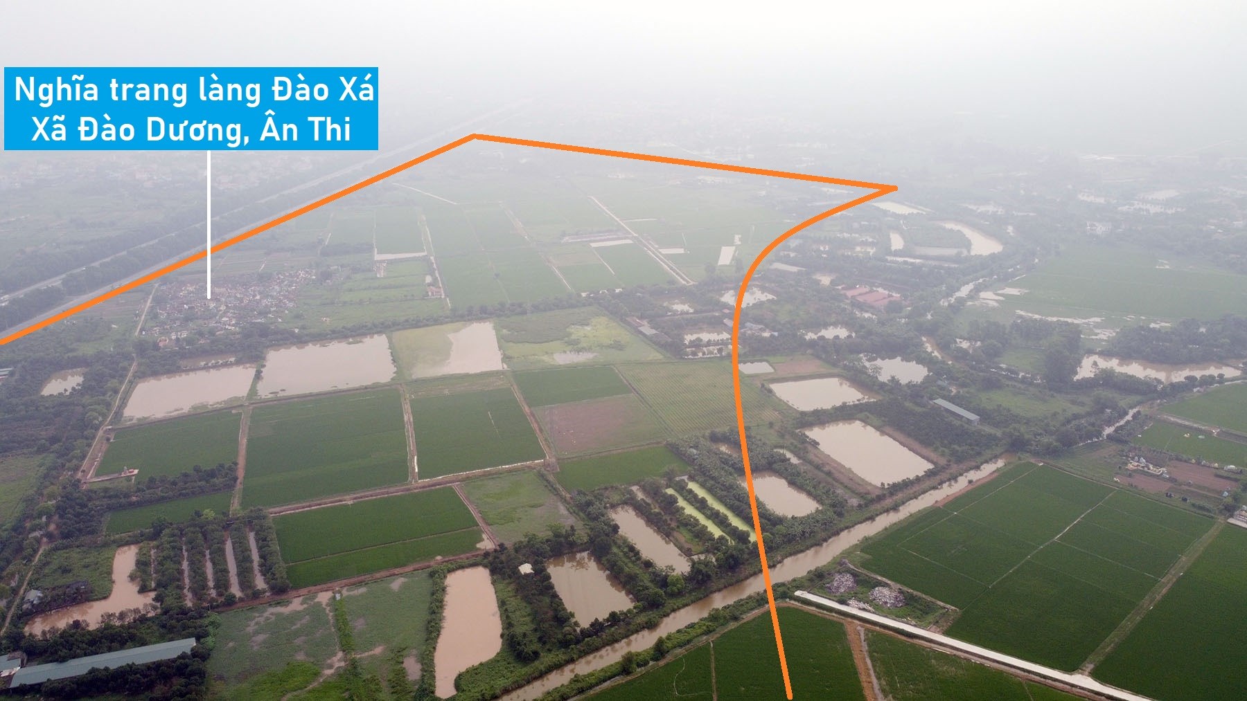 Toàn cảnh vị trí dự kiến quy hoạch KCN số 7, huyện Ân Thi, Hưng Yên