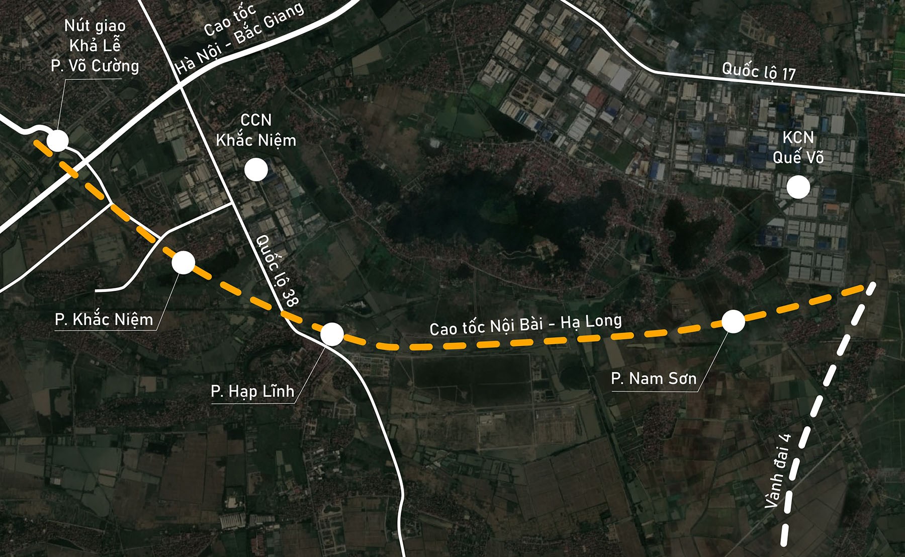 Toàn cảnh cao tốc Nội Bài - Hạ Long đoạn sẽ mở nối Vành đai 4 với cao tốc Hà Nội - Bắc Giang