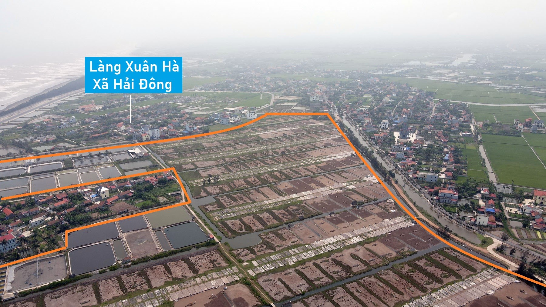 Toàn cảnh vị trí quy hoạch KCN Nam Hải Hậu khoảng 100 ha trên tuyến đường bộ ven biển Nam Định