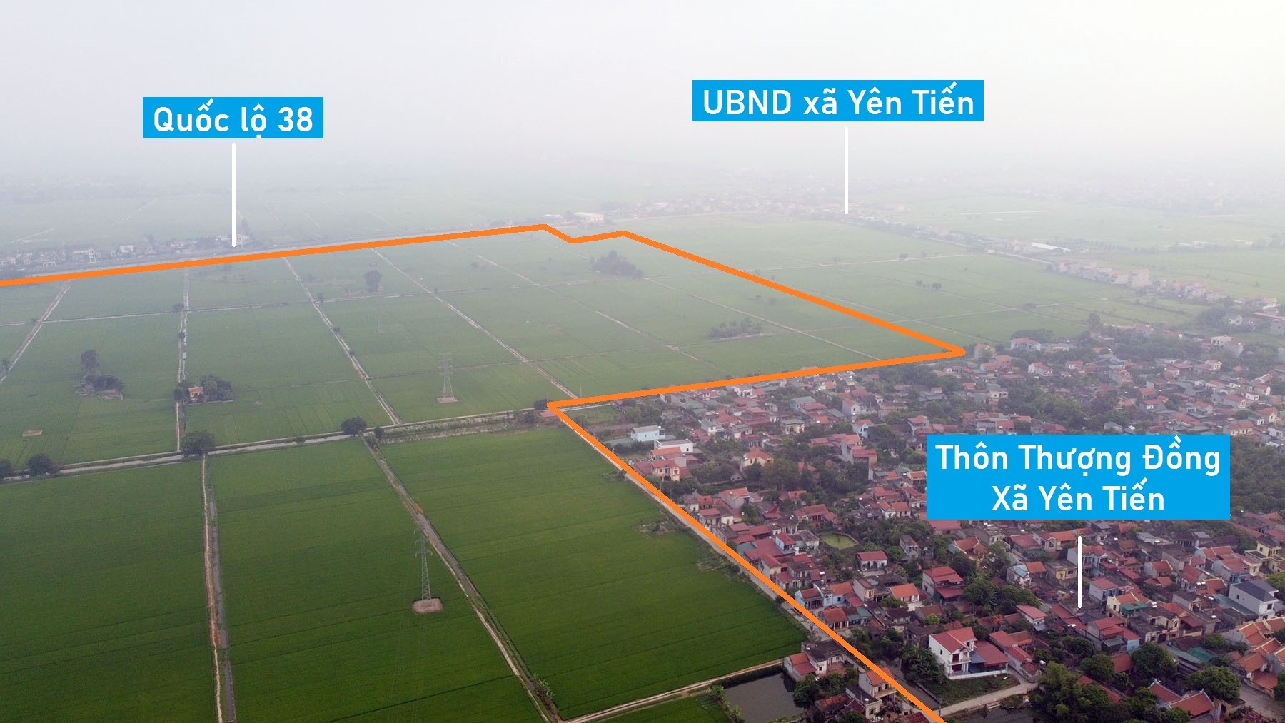 Toàn cảnh vị trí quy hoạch KCN Hồng Tiến ở nút giao cao tốc Cầu Giẽ - Ninh Bình và trục phát triển kinh tế biển Nam Định