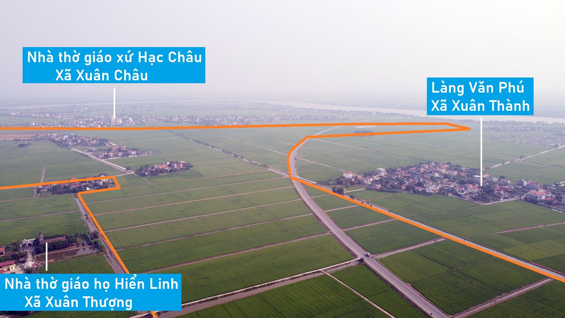 Toàn cảnh vị trí dự kiến quy hoạch KCN Thượng Thành khoảng 395 ha ở Xuân Trường, Nam Định