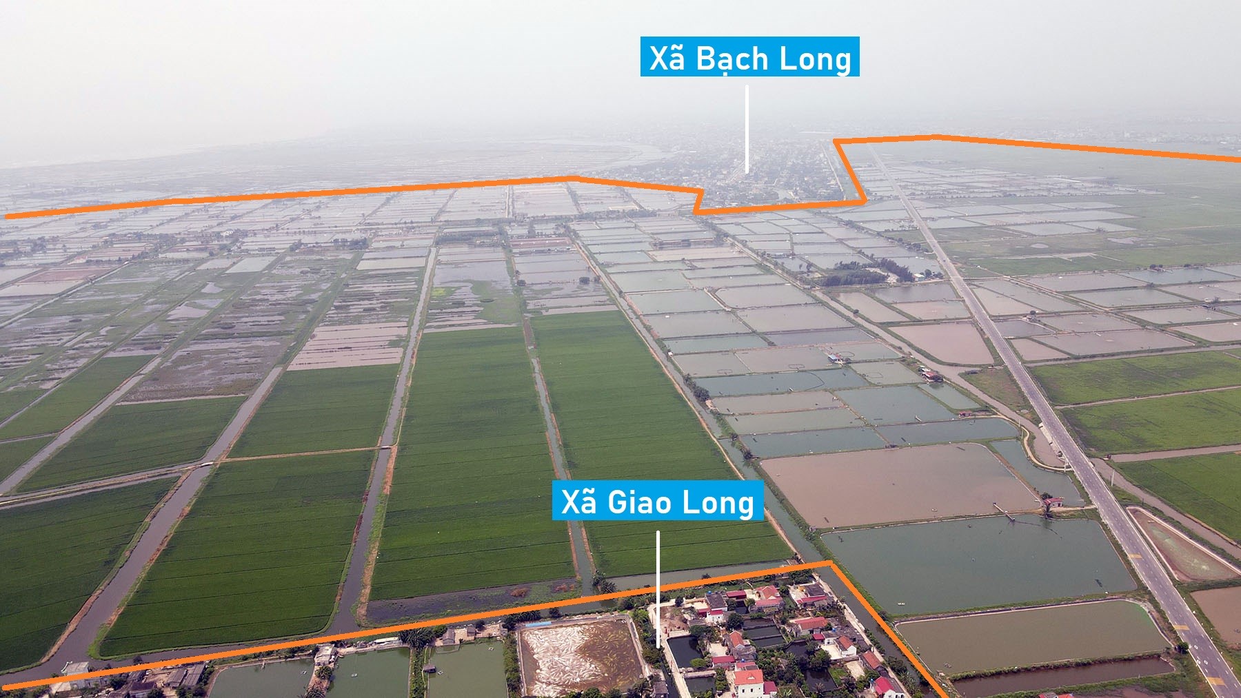 Toàn cảnh vị trí dự kiến quy hoạch KCN Hải Long khoảng 1.100 ha ở Giao Thủy, Nam Định